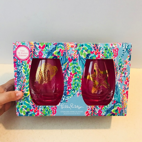 Lilly Pulitzer Accessories - Lilly Pulitzer Wine Glasses - Catch The Wave